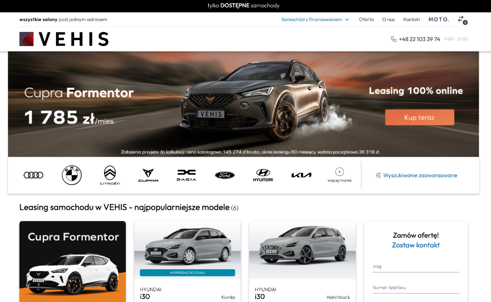 Leasing samochodu na firmę — ranking ofert 2026. VEHIS, EFL czy PKO?